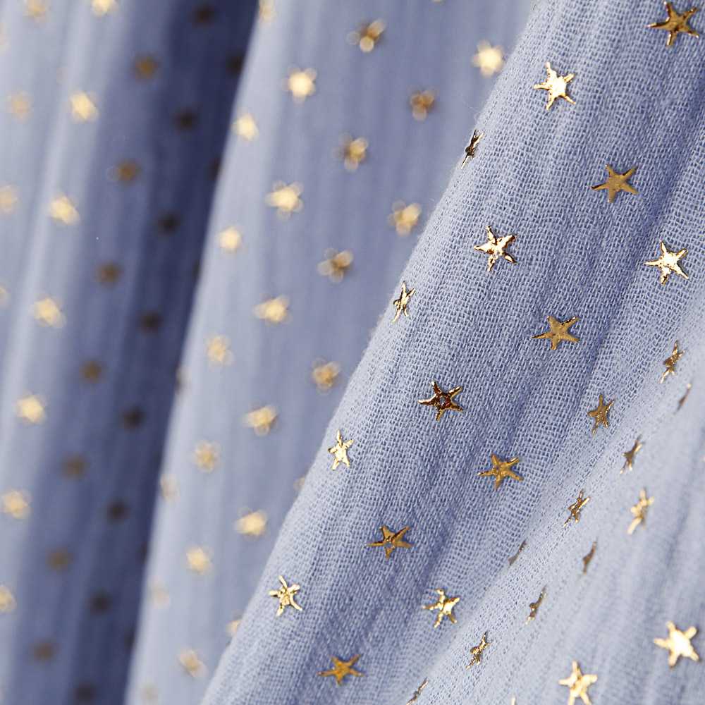 Double Gaze Lurex Etoiles Dorées Bleu - Ribes y Casals