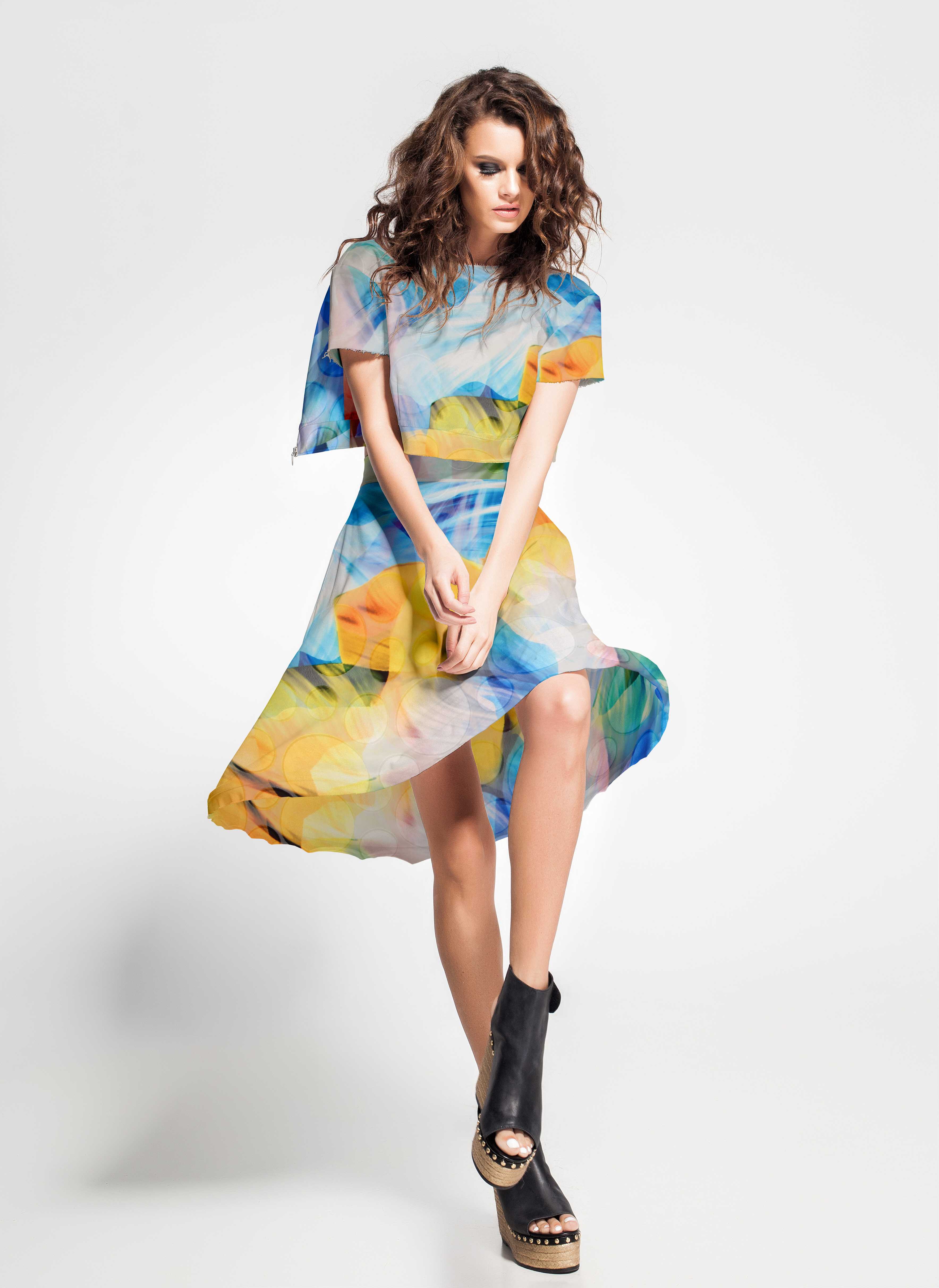 Mousseline Pétales Pois Bleu - Ribes y Casals