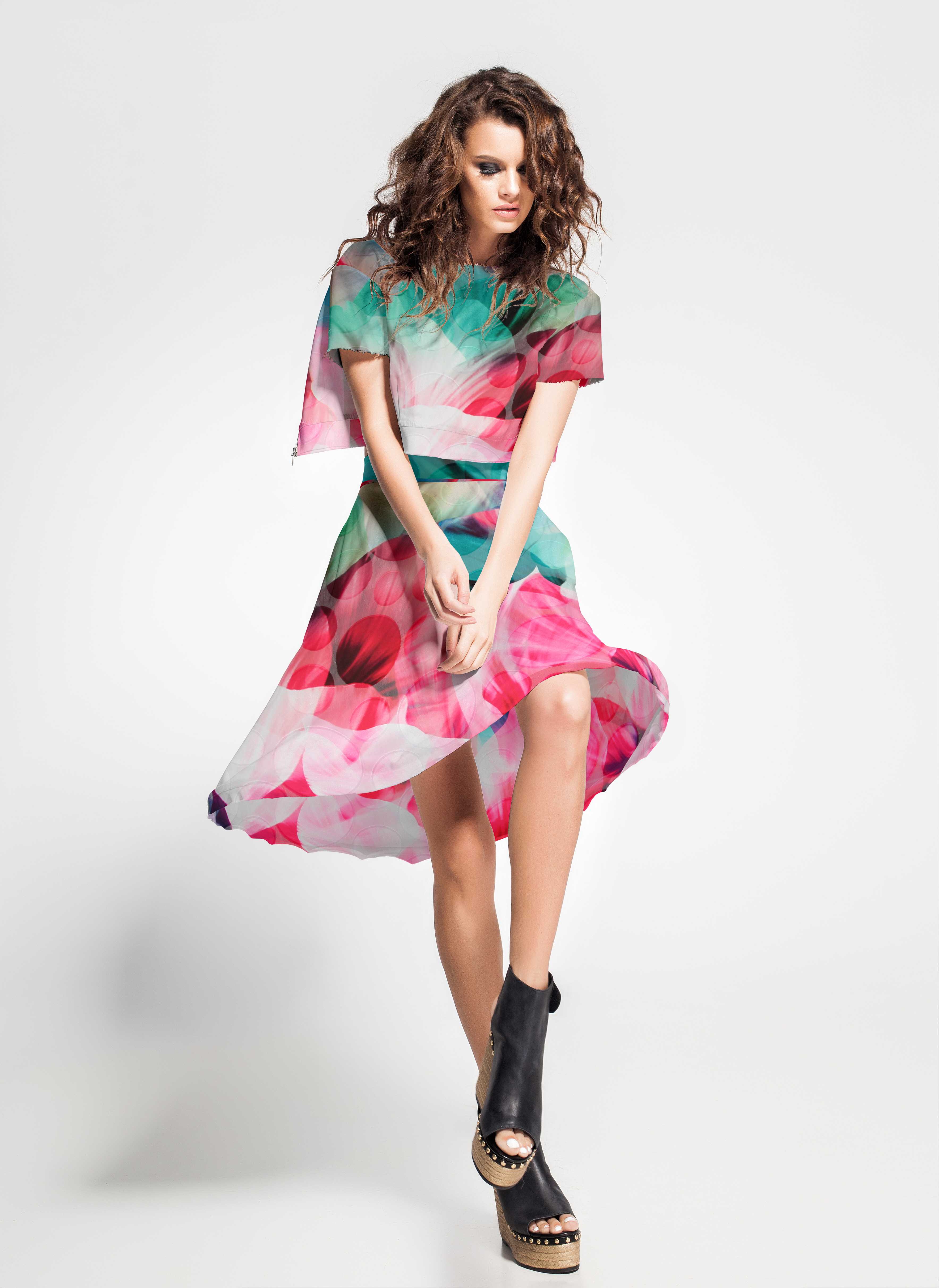 Mousseline Pétales Pois Fuchsia - Ribes y Casals