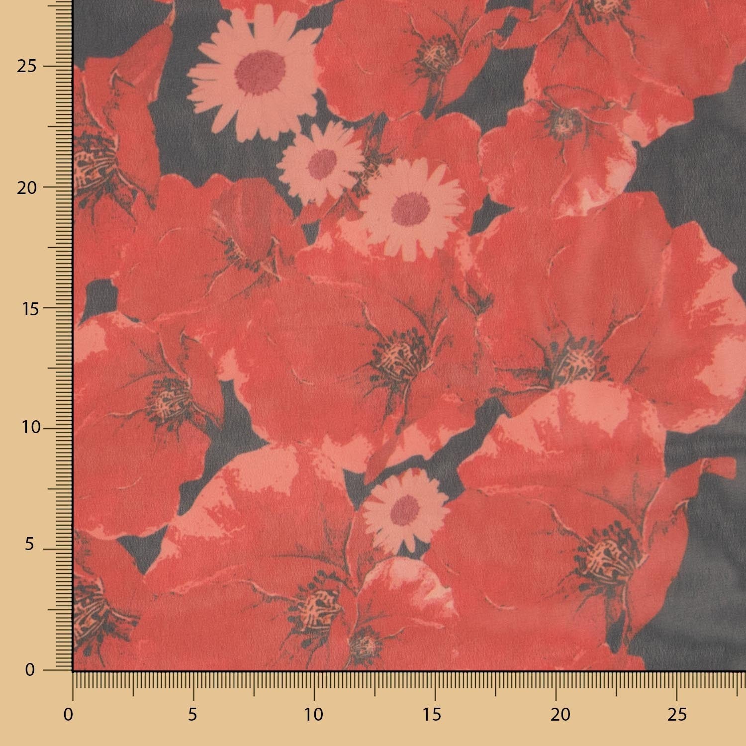 Mousseline Polyester Coquelicots - Ribes y Casals