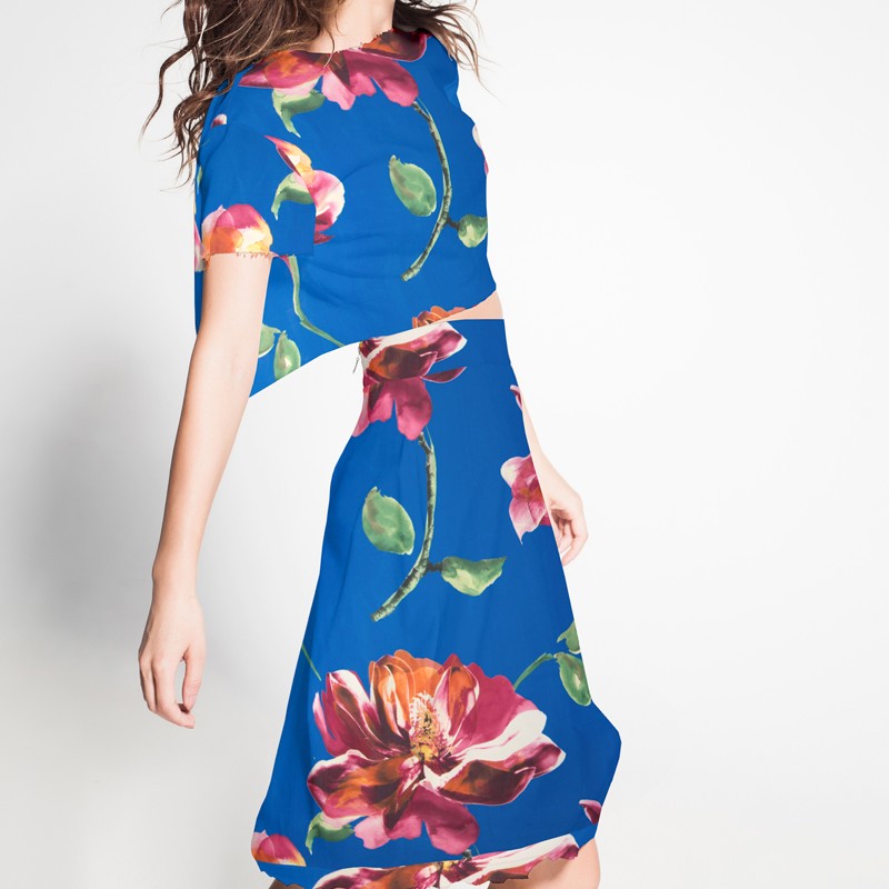 Gaze de Soie Tropical Bleu - Ribes y Casals