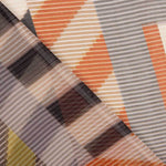 Gaze en polyester imprimée géométrique, couleur brun clair et vert - Ribes y Casals