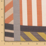 Gaze en polyester imprimée géométrique, couleur brun clair et vert - Ribes y Casals
