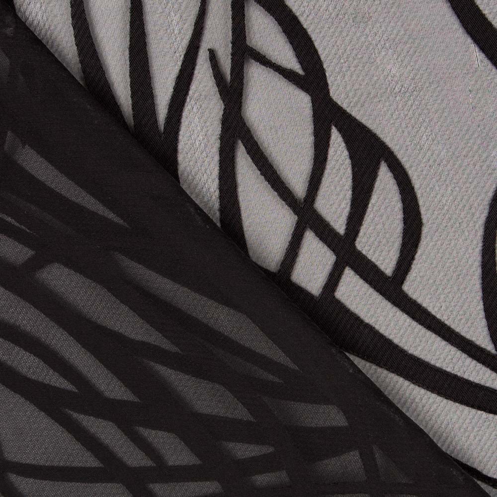 Mousseline Soie Dévoré Noir Rayé - Ribes y Casals