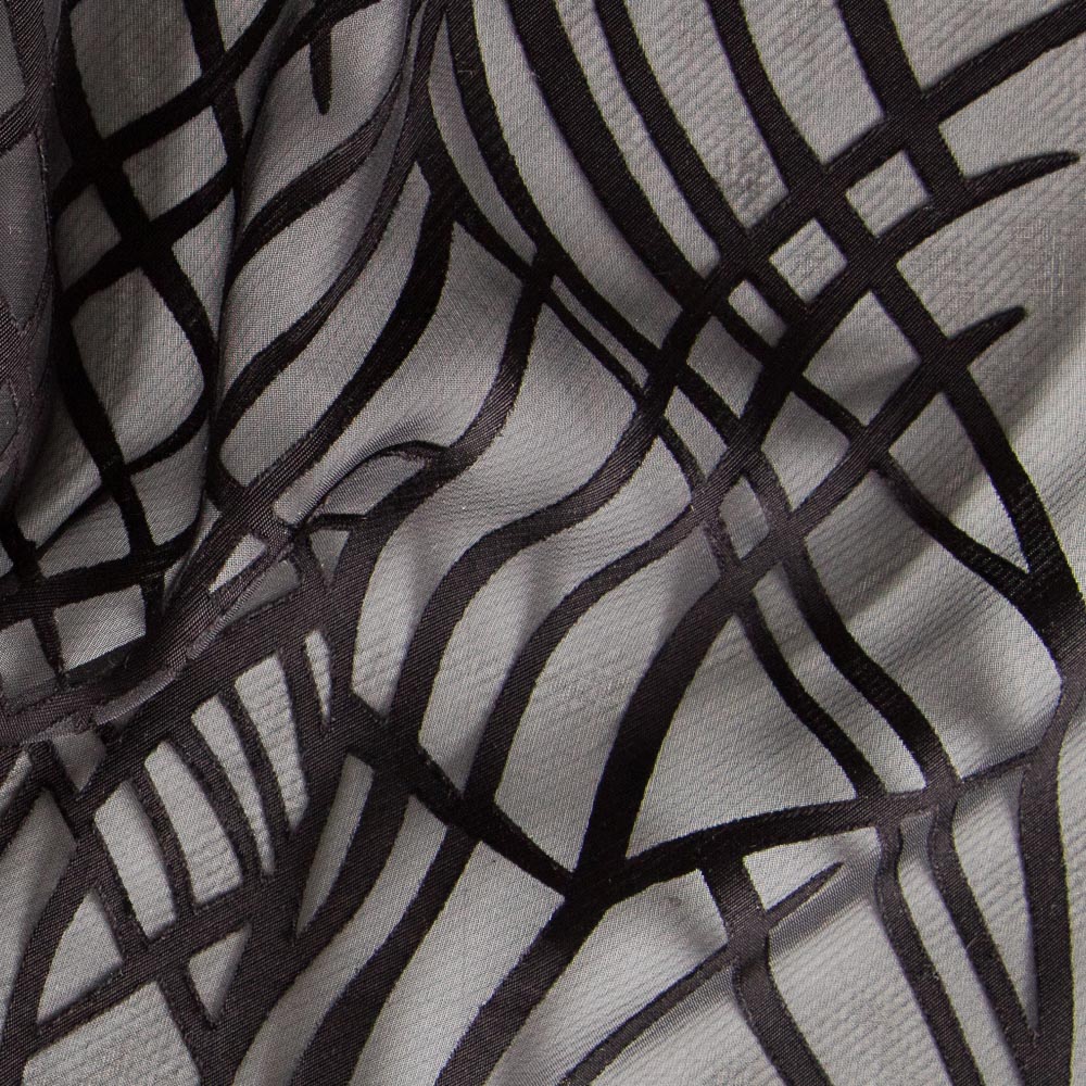 Mousseline Soie Dévoré Noir Rayé - Ribes y Casals