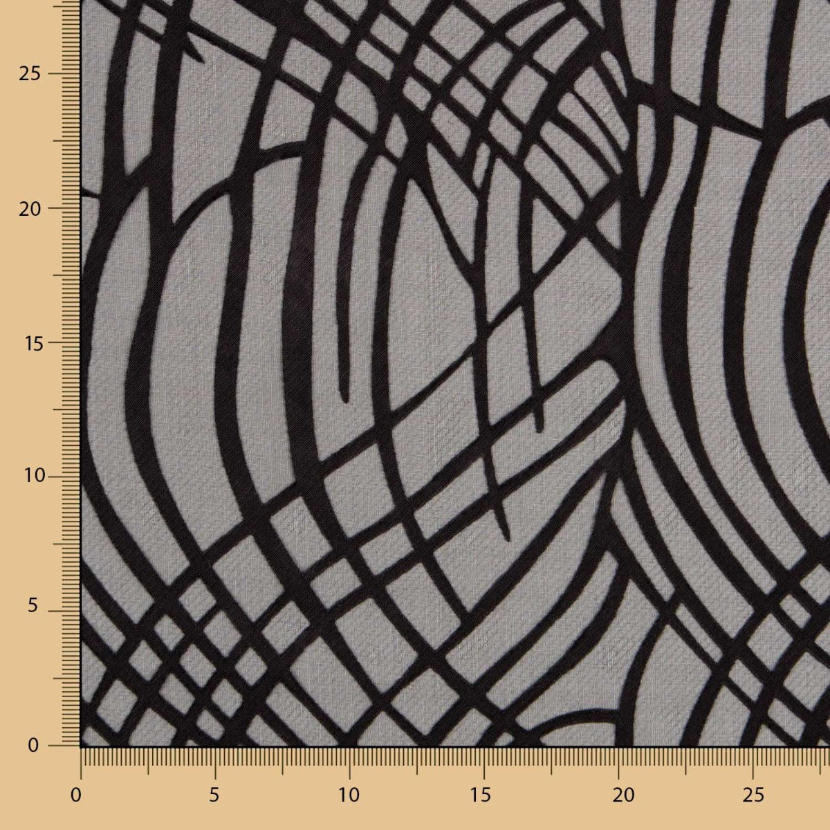Mousseline Soie Dévoré Noir Rayé - Ribes y Casals