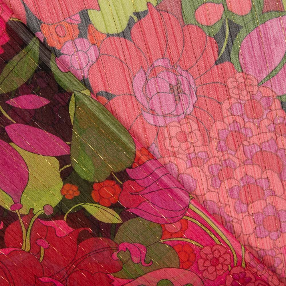 Mousseline Fleur Lurex Maxi Fuchsia - Ribes y Casals