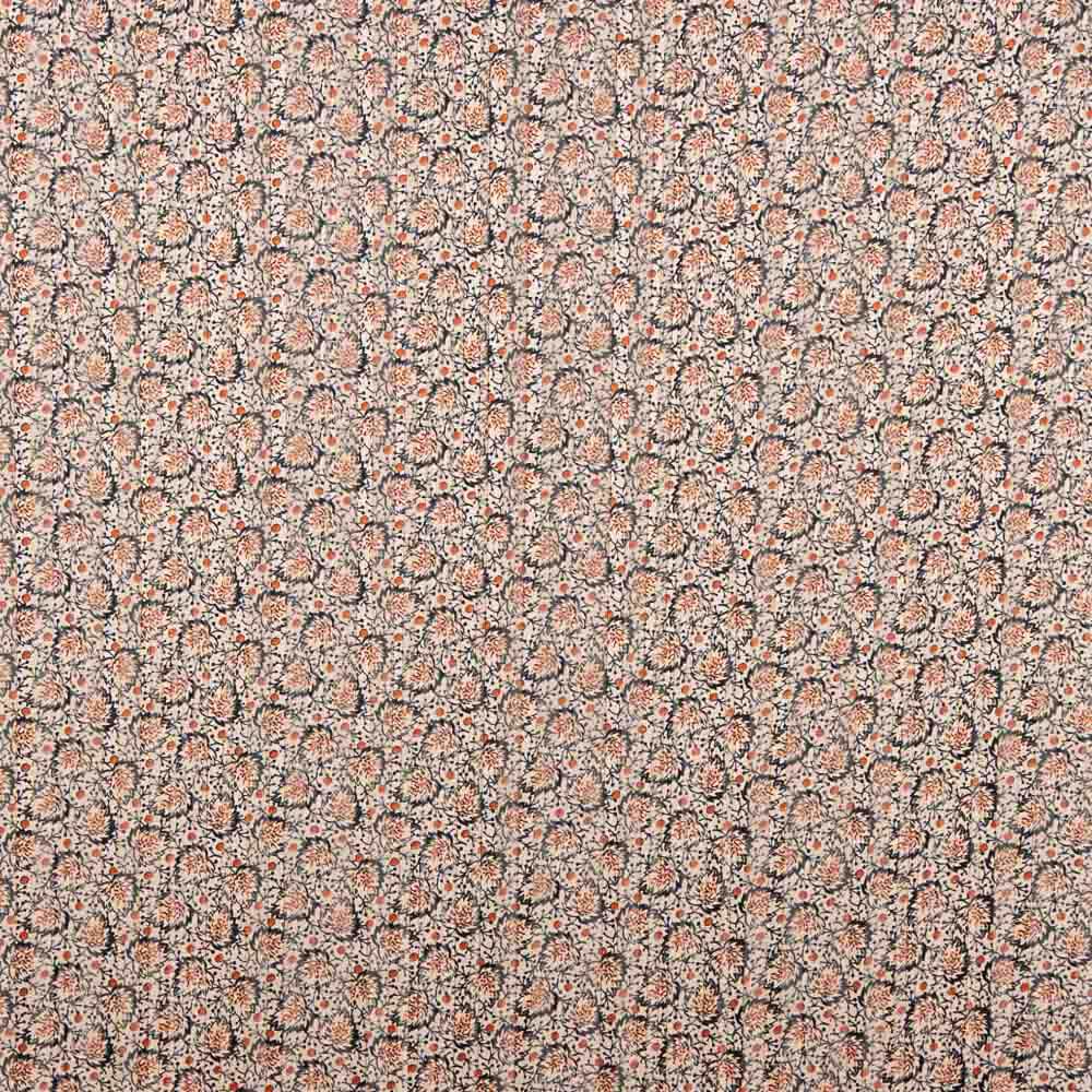 Mousseline Satin Lurex Feuilles Beige - Ribes y Casals