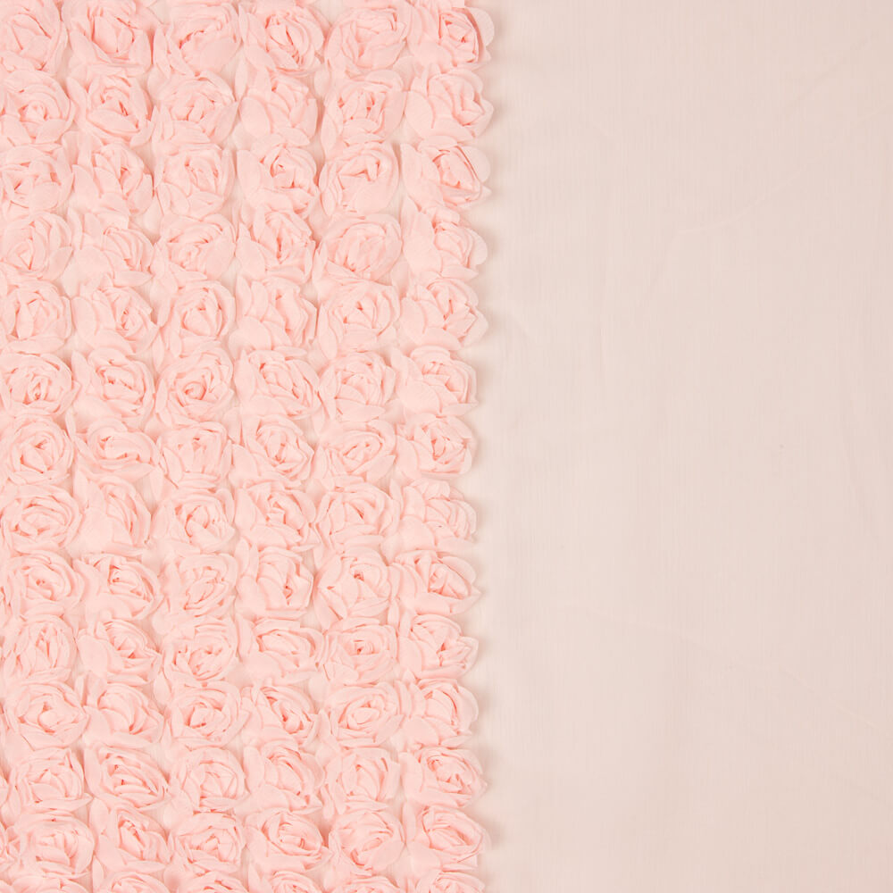 Polyester Double Gaze Fantaisie Fleur Rose - Ribes y Casals