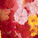Tulle rouge « Jardin cramoisi » fleuri en 3D - Ribes y Casals