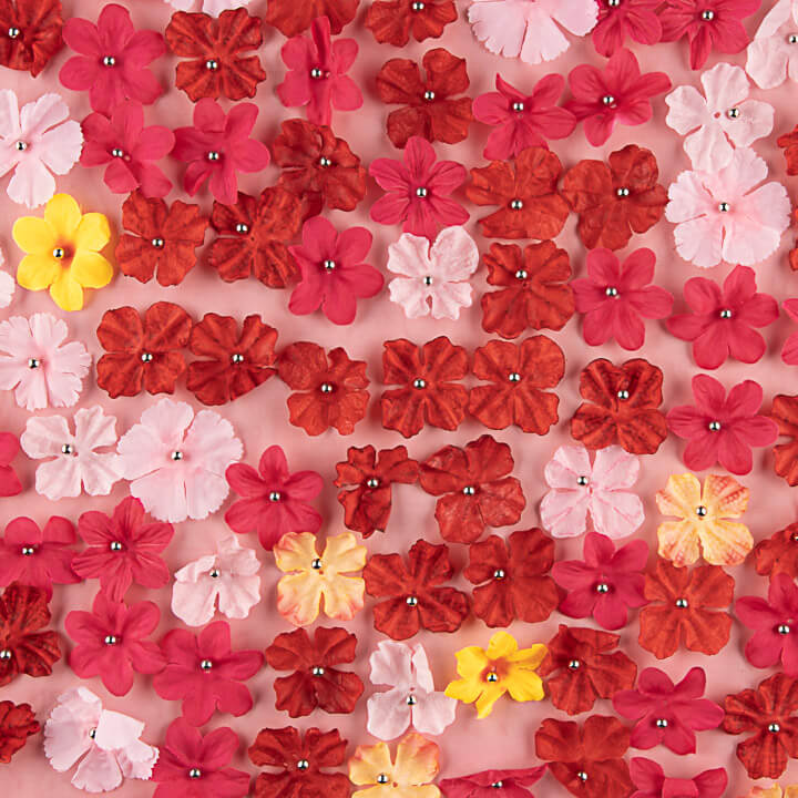 Tulle rouge « Jardin cramoisi » fleuri en 3D - Ribes y Casals