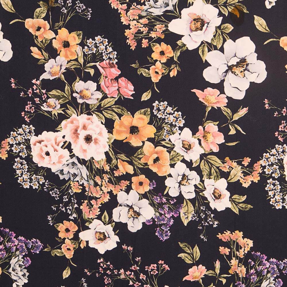 Georgette Floral Candela Noir - Ribes y Casals