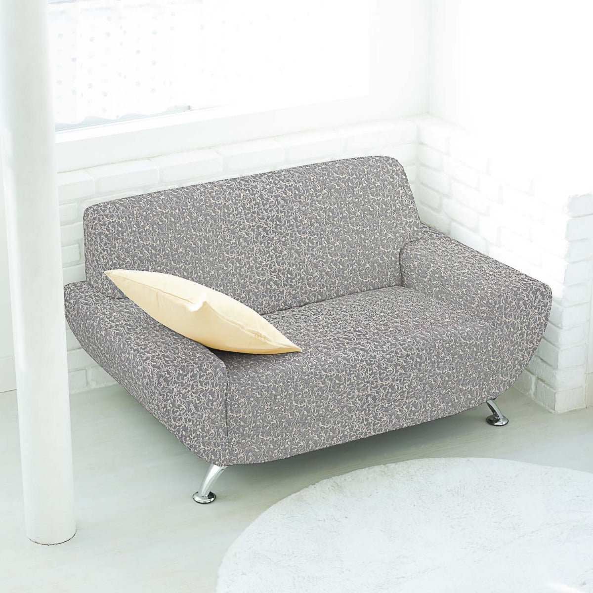 Tissu Damas Lurex Floral Gris et Argent - Ribes y Casals