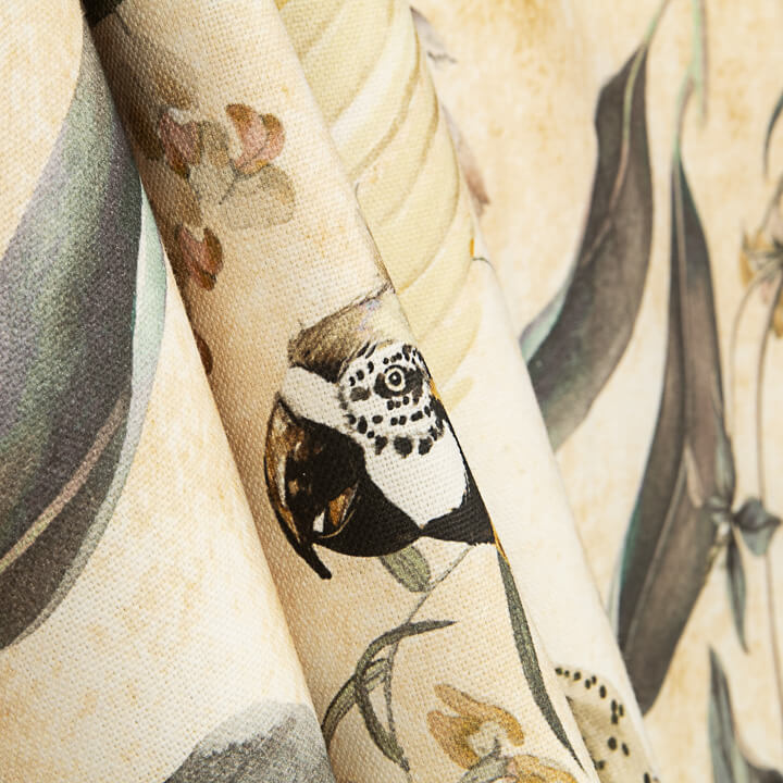 Toile de coton imprimée « Ara et orchidées » beige - Ribes y Casals