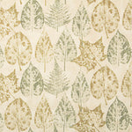 Toile de coton imprimée de motifs botaniques verts et ocres - Ribes y Casals