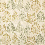 Toile de coton imprimée de motifs botaniques verts et ocres - Ribes y Casals