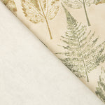 Toile de coton imprimée de motifs botaniques verts et ocres - Ribes y Casals