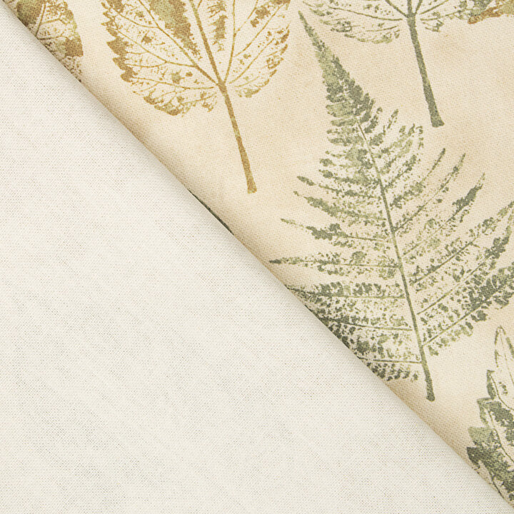 Toile de coton imprimée de motifs botaniques verts et ocres - Ribes y Casals