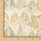Toile de coton imprimée de motifs botaniques verts et ocres - Ribes y Casals