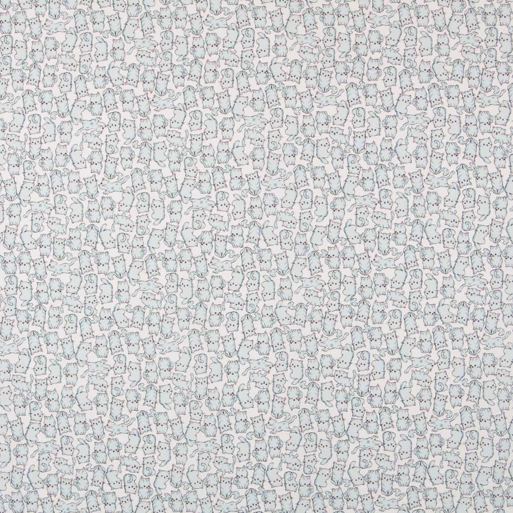 Popeline Coton Bio Bleu Chats - Ribes y Casals