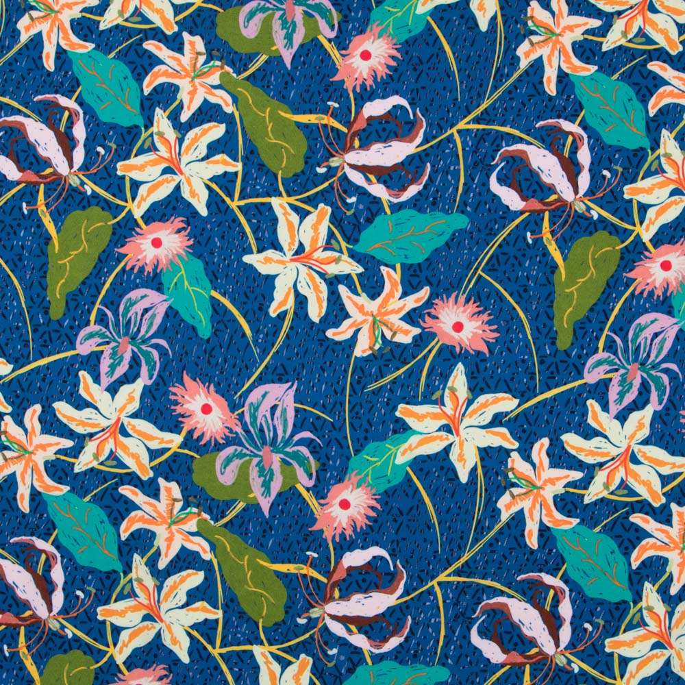 Viscose Bleu Foncé Tropical - Ribes y Casals