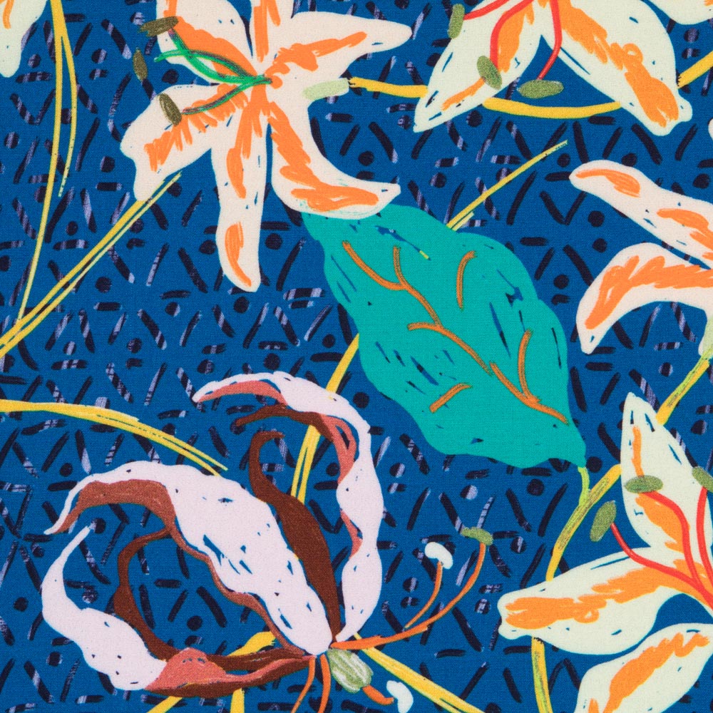 Viscose Bleu Foncé Tropical - Ribes y Casals