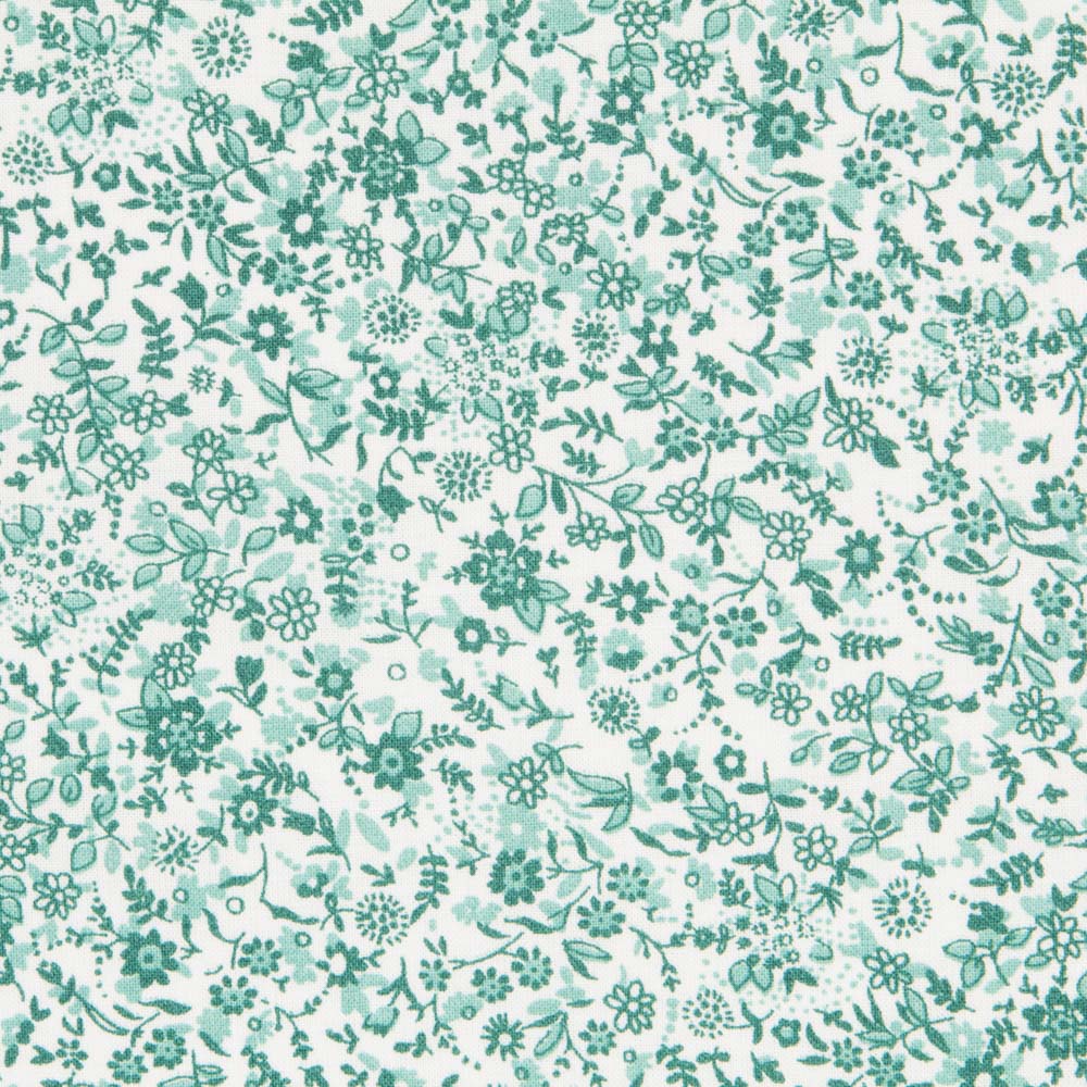 Tissu Coton Antibactérien Fleurs Vertes - Ribes y Casals