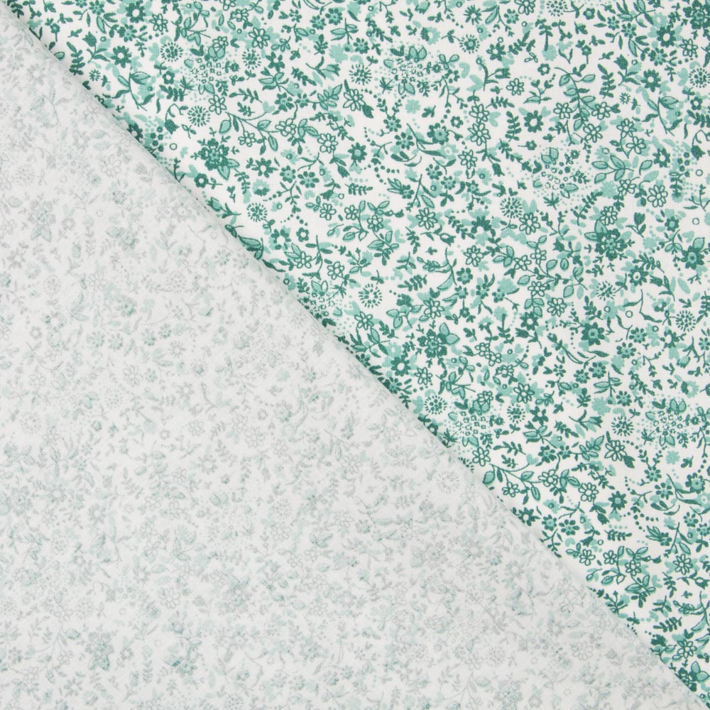 Tissu Coton Antibactérien Fleurs Vertes - Ribes y Casals