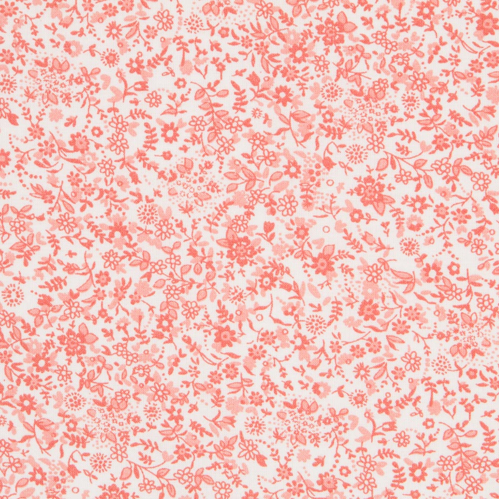 Tissu Coton Antibactérien Fleurs Corail - Ribes y Casals