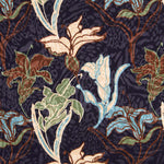 Satin Jacquard Fleur Bleu Marine - Ribes y Casals
