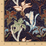 Satin Jacquard Fleur Bleu Marine - Ribes y Casals