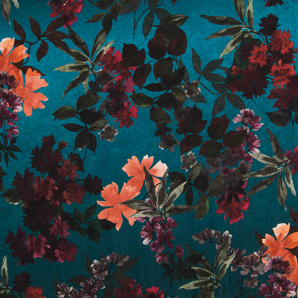 Satin Jacquard Fleur Bleu - Ribes y Casals