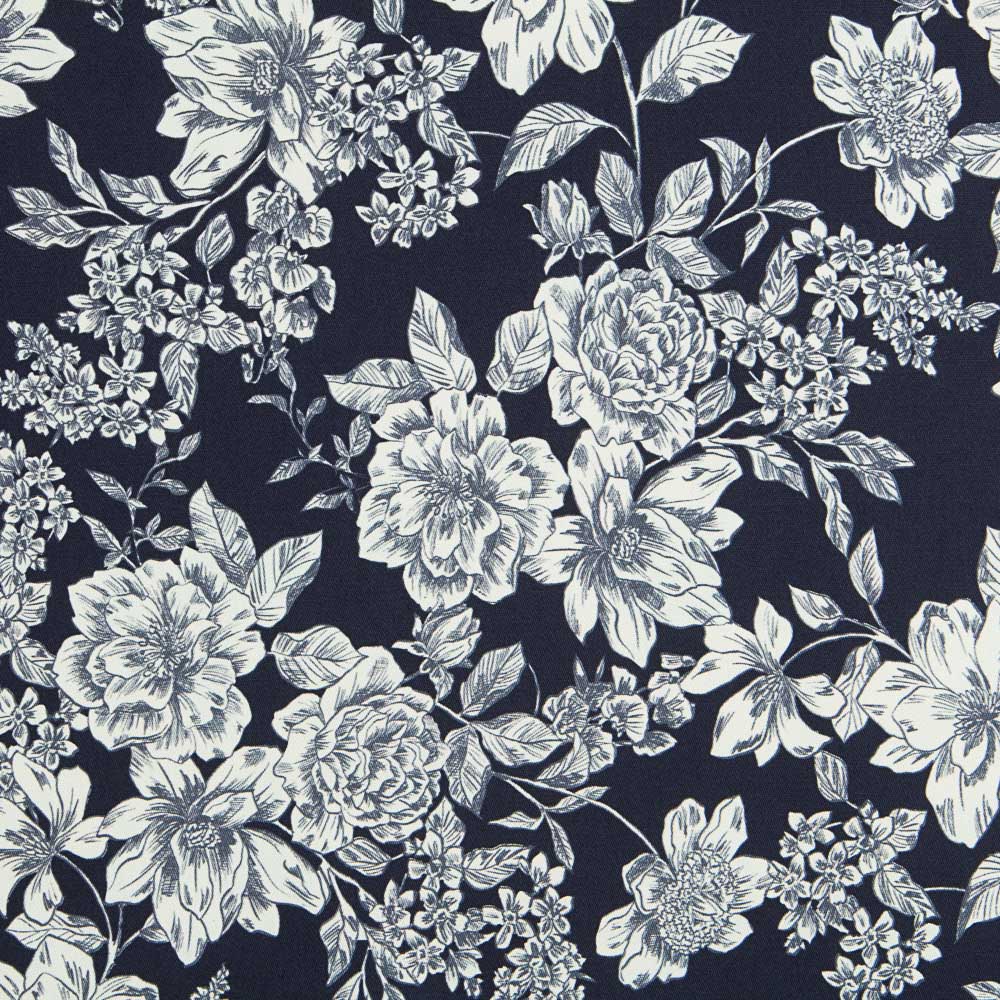 Coton Spandex Fleur Marine - Ribes y Casals