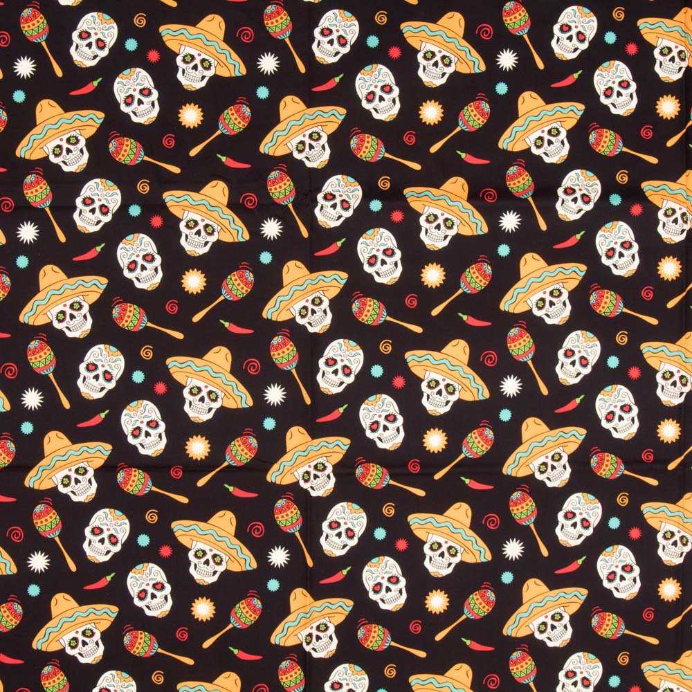 Coton Fête Catrinas Noir - Ribes y Casals