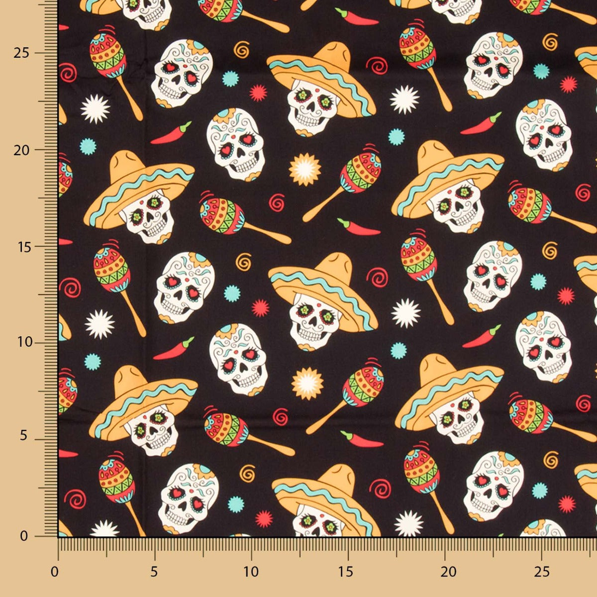 Coton Fête Catrinas Noir - Ribes y Casals