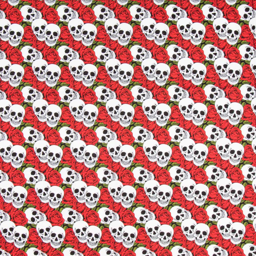 Retal Algodón Calaveras y Rosas Rojas 70x150 cm - Ribes y Casals