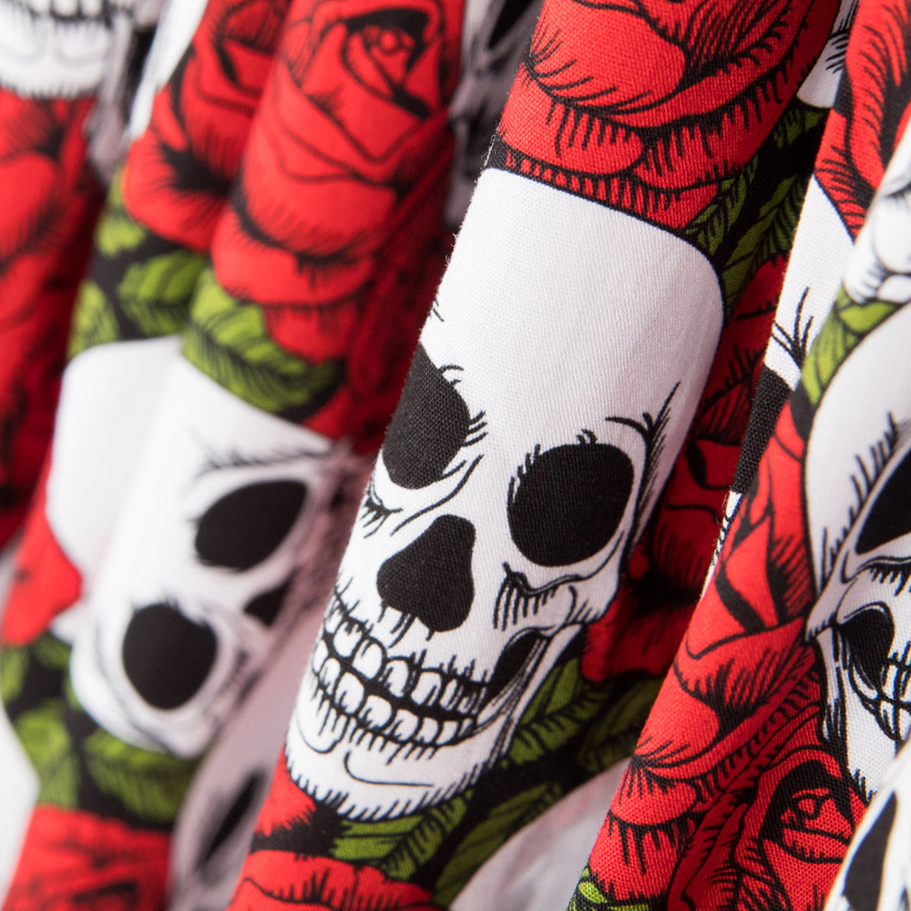 Coton Skulls Roses Rouges - Ribes y Casals