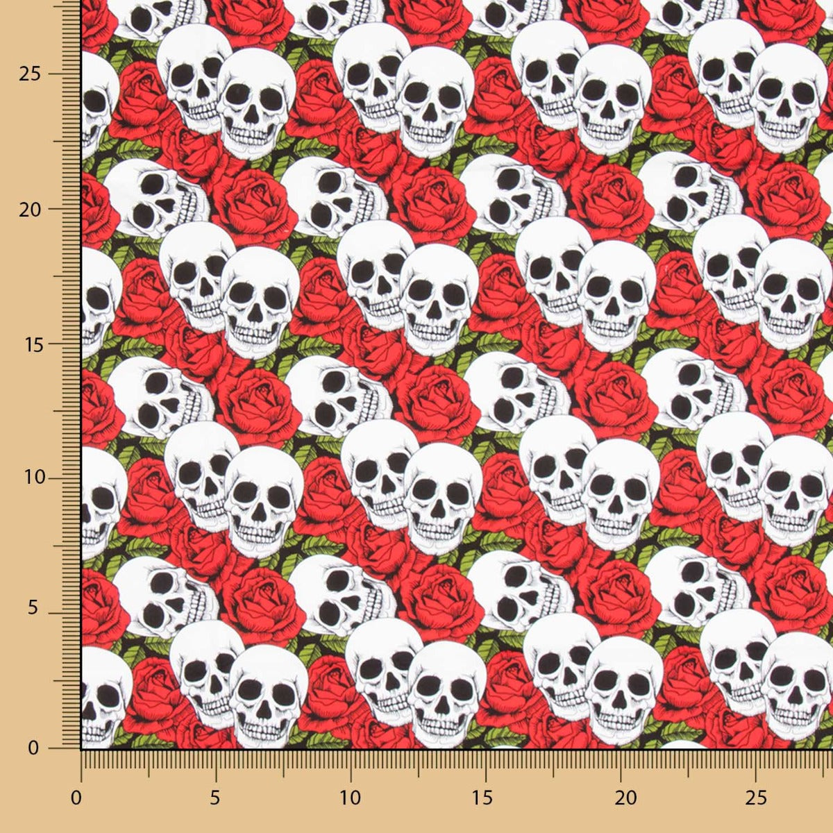 Coton Skulls Roses Rouges - Ribes y Casals