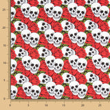 Coton Skulls Roses Rouges - Ribes y Casals
