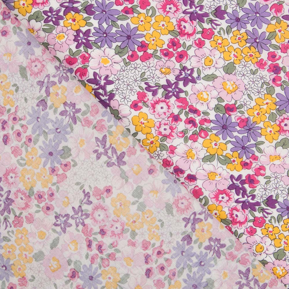 Popeline Fleurs de Jardin Lilas - Ribes y Casals