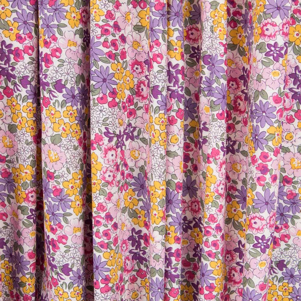 Popeline Fleurs de Jardin Lilas - Ribes y Casals