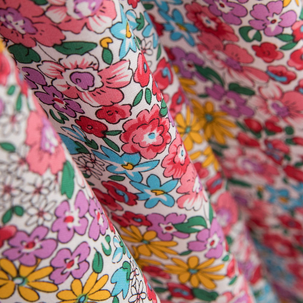 Popeline Fleurs de Jardin Corail - Ribes y Casals