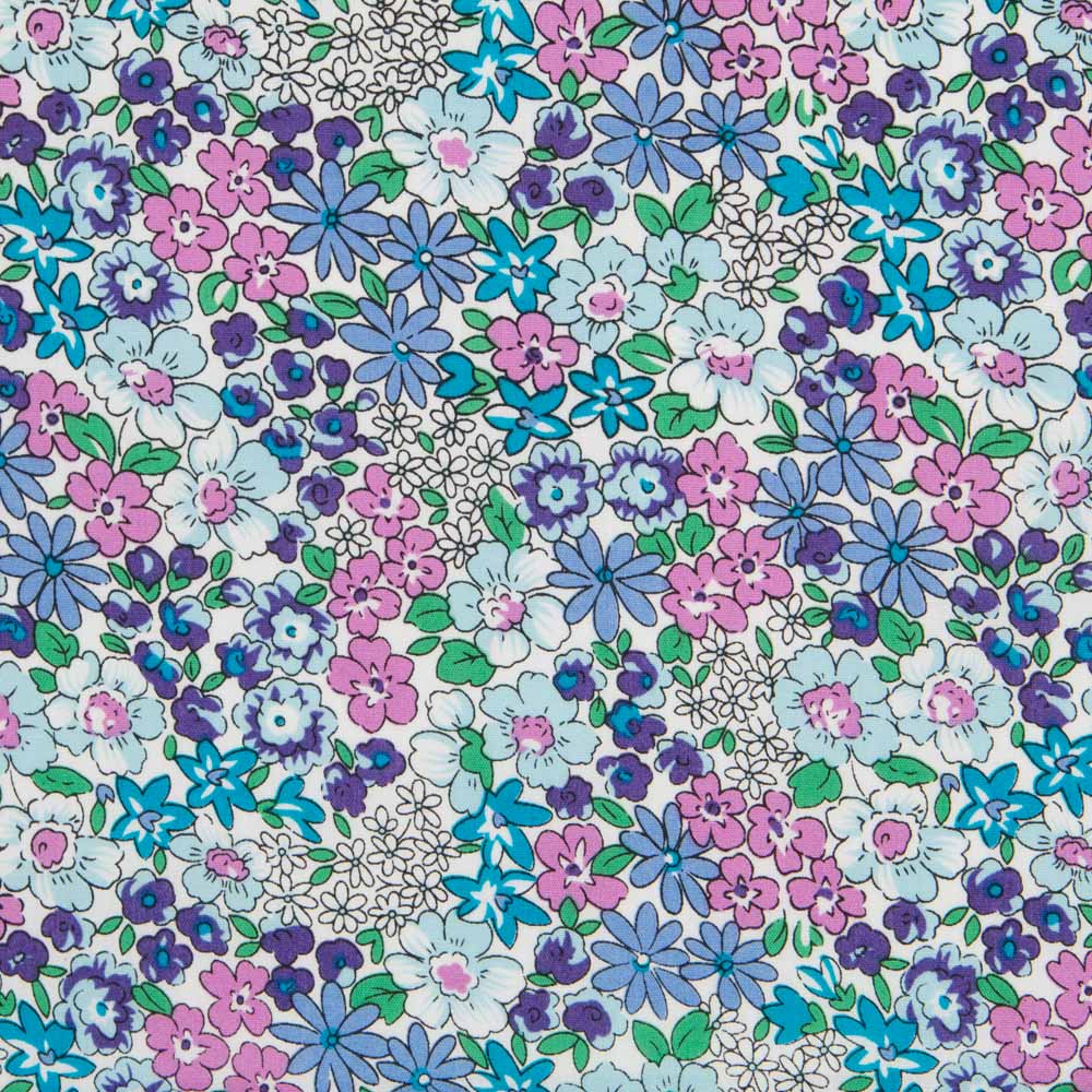 Popeline Fleurs de Jardin Turquoise - Ribes y Casals