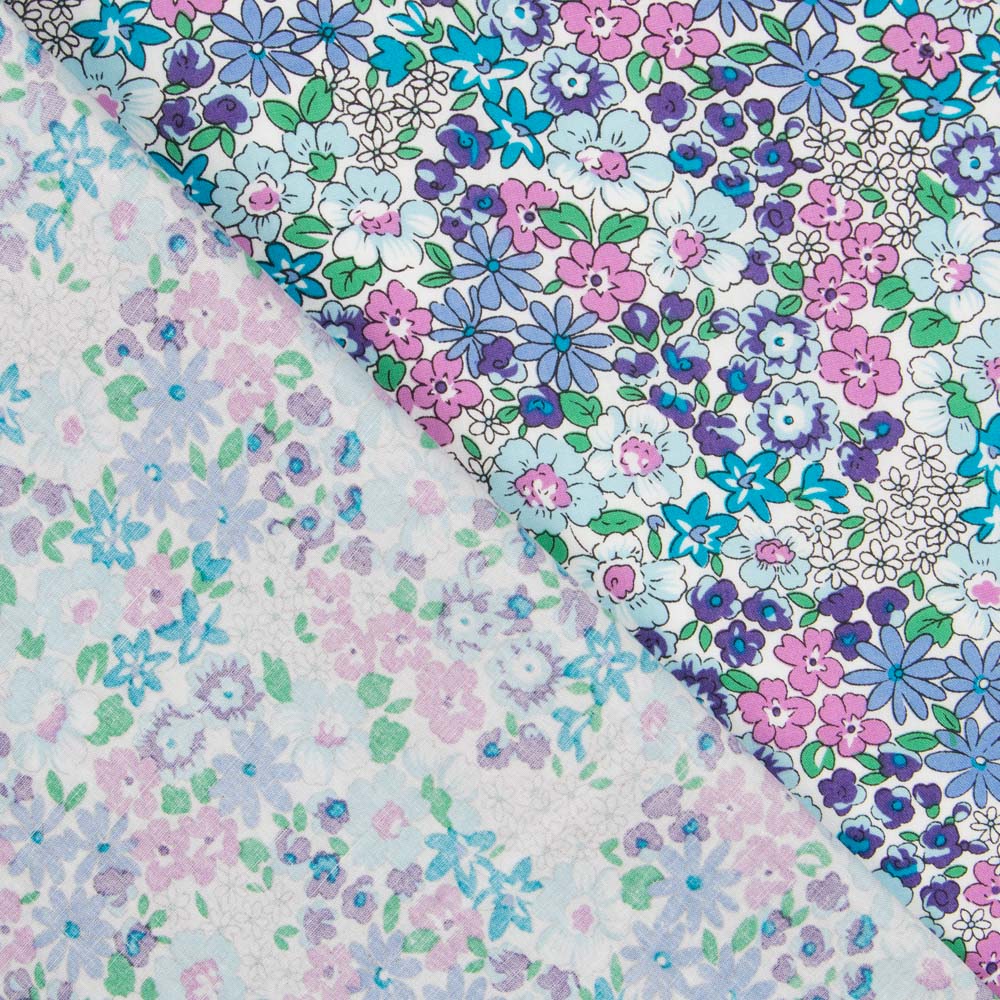 Popeline Fleurs de Jardin Turquoise - Ribes y Casals