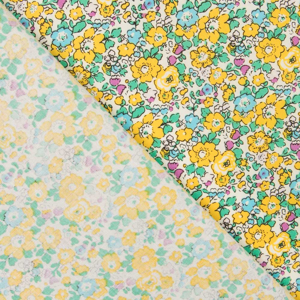 Popeline Fleurettes Jaunes - Ribes y Casals