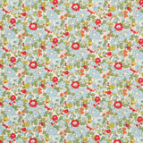 Popeline Fleurs Bleu Rouge - Ribes y Casals