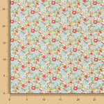 Popeline Fleurs Bleu Rouge - Ribes y Casals