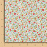 Popeline Fleurs Bleu Rouge - Ribes y Casals