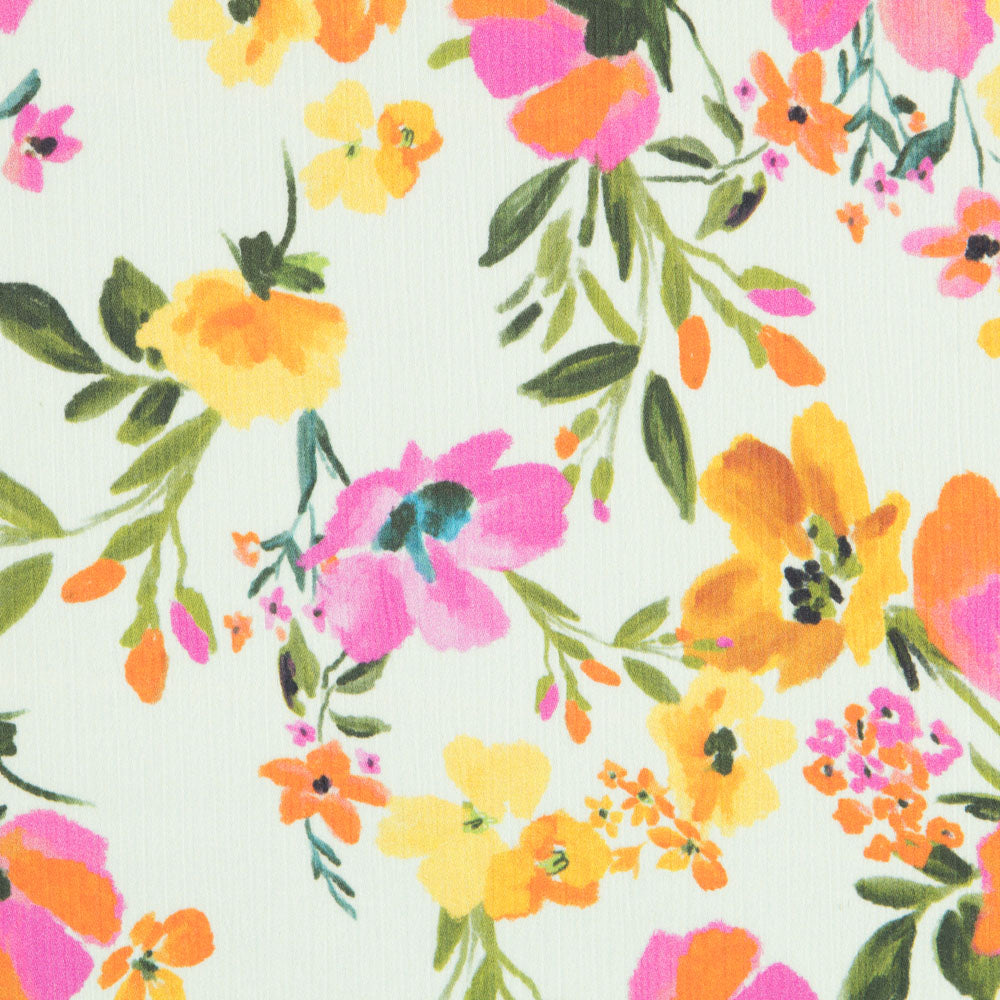 Double Gaze Polyester Flowers Vert - Ribes y Casals