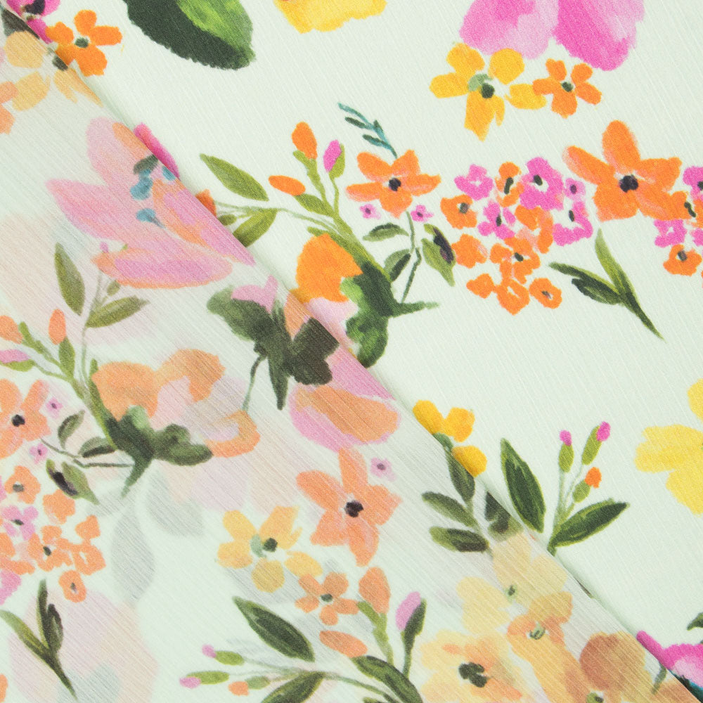 Double Gaze Polyester Flowers Vert - Ribes y Casals